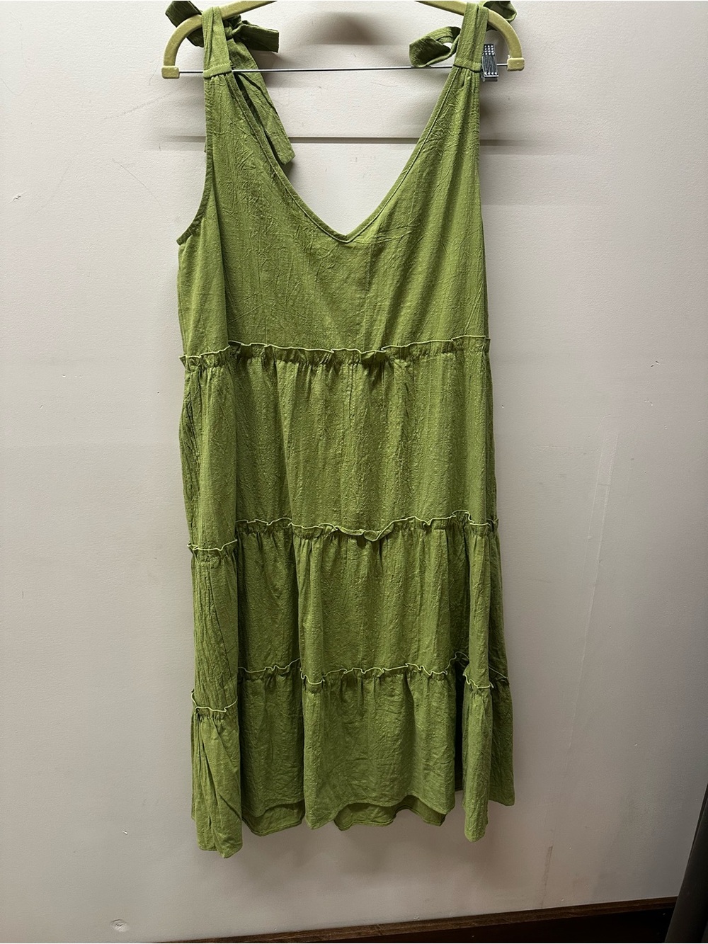 Tie-Shoulder Tiered Midi Dress